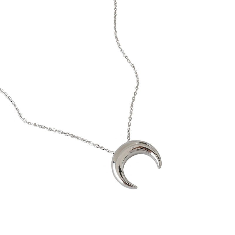 Women Crescent Moon 925 Sterling Silver Necklace - JEWELLY