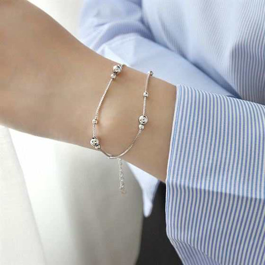 Women Double Layer Beads 925 Sterling Silver Bracelet - JEWELLY