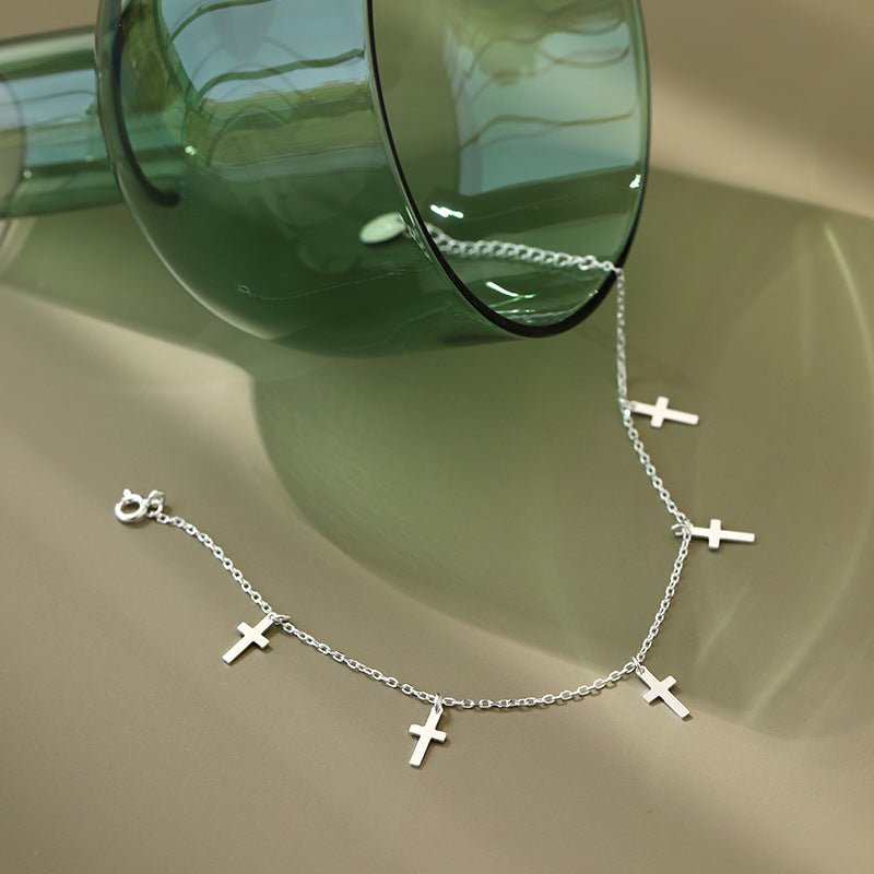 Women Mini Cross 925 Sterling Silver AnkletPendant Size: 11mm 
Metal Material: Solid 925 Sterling Silver
Metal Electroplating: /Rhodium
Chain Length: 185mm + 40mm Adjustable
Total Weight: 1.88gJEWELLYJEWELLYWomen Mini Cross 925 Sterling Silver Anklet