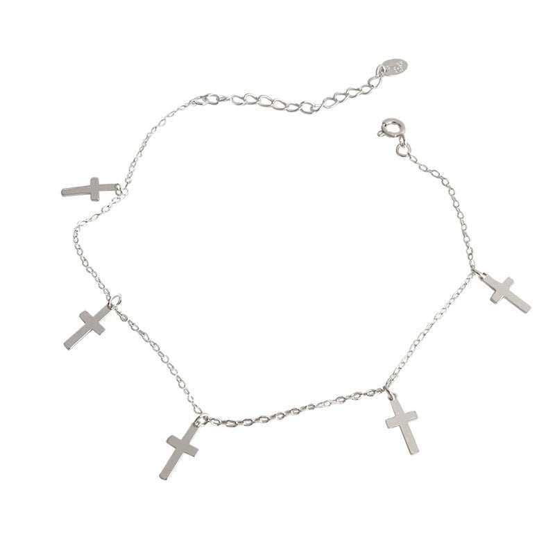 Women Mini Cross 925 Sterling Silver AnkletPendant Size: 11mm 
Metal Material: Solid 925 Sterling Silver
Metal Electroplating: /Rhodium
Chain Length: 185mm + 40mm Adjustable
Total Weight: 1.88gJEWELLYJEWELLYWomen Mini Cross 925 Sterling Silver Anklet