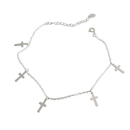 Women Mini Cross 925 Sterling Silver AnkletPendant Size: 11mm 
Metal Material: Solid 925 Sterling Silver
Metal Electroplating: /Rhodium
Chain Length: 185mm + 40mm Adjustable
Total Weight: 1.88gJEWELLYJEWELLYWomen Mini Cross 925 Sterling Silver Anklet