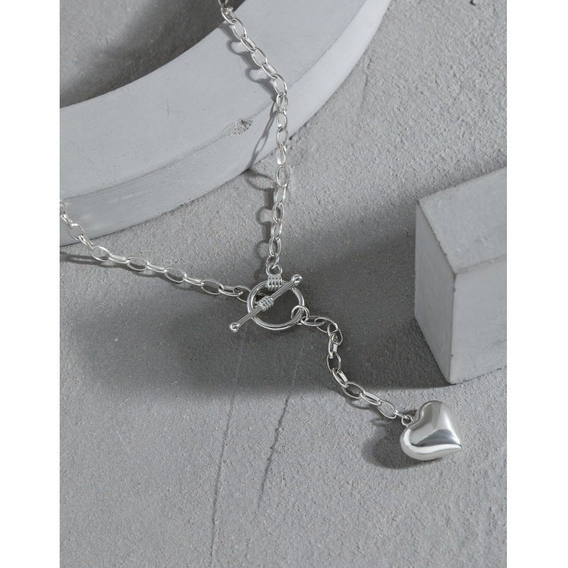 Women OT Shape Heart Tassels 925 Sterling Silver Necklace - JEWELLY