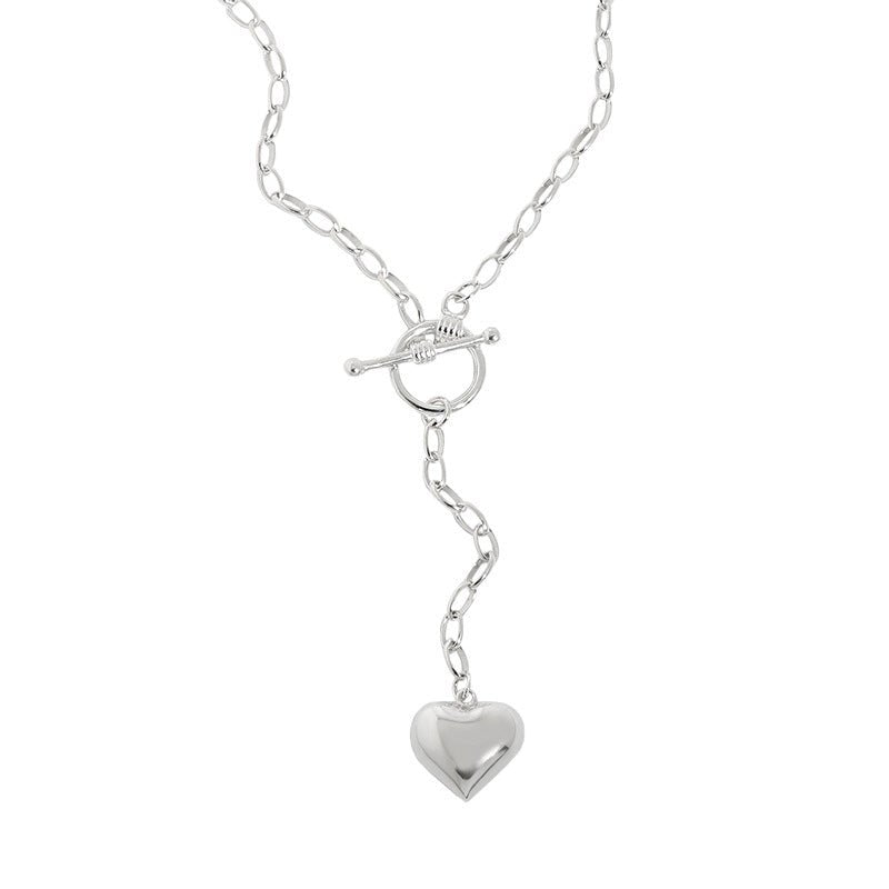 Women OT Shape Heart Tassels 925 Sterling Silver Necklace - JEWELLY