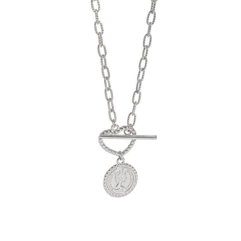 Women Portrait Coin OT 925 Sterling Silver Necklace - JEWELLY