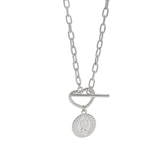 Women Portrait Coin OT 925 Sterling Silver Necklace - JEWELLY