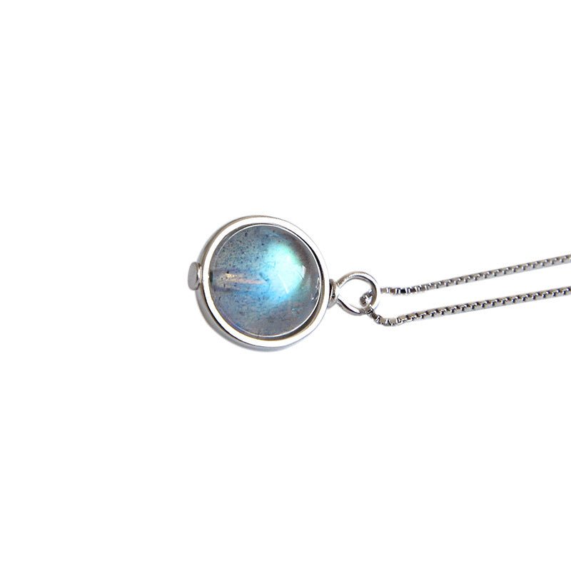 Women Round Natural Moonstone 925 Sterling Silver Necklace - JEWELLY