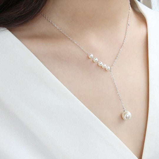 Women Round Shell Pearls Y Shape 925 Sterling Silver NecklaceMain Stone: Cubic Zirconia
Main Stone Size: 9.65mm/4.8mm
Main Stone Quantity: 6 
Pendant Size: 14.5mm * 14.5mm 
Metal Material: Solid 925 Sterling Silver
Metal ElectJEWELLYJEWELLYShape 925 Sterling Silver Necklace