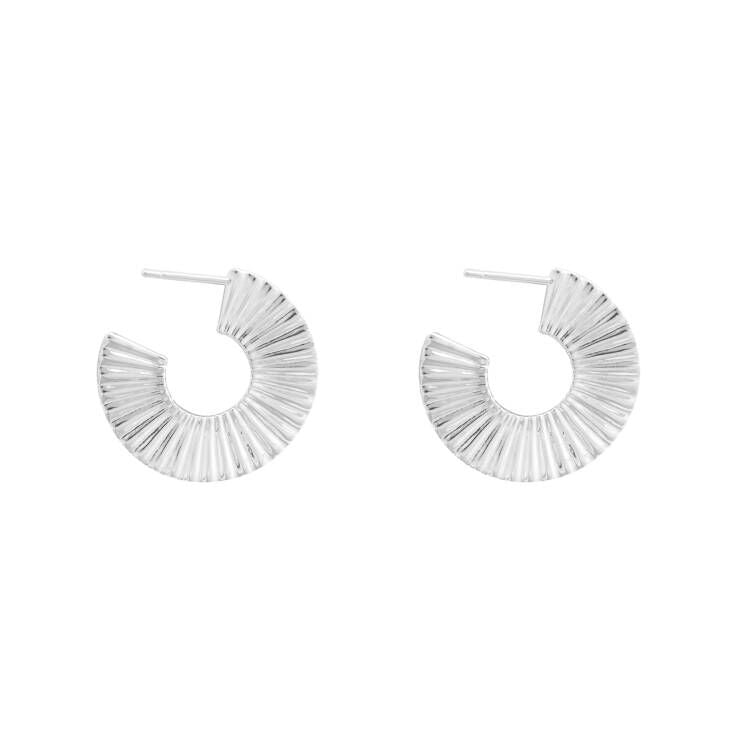 Women Sector Circle 925 Sterling Silver Hoop Earrings - JEWELLY