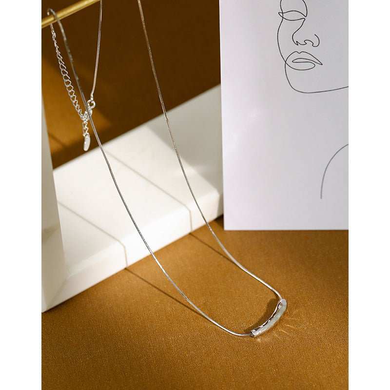 Women Snake Chain Irregular Waterdrop 925 Sterling Silver Necklace - JEWELLY