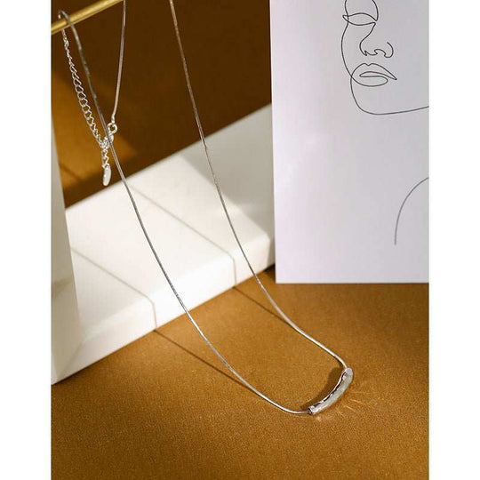 Women Snake Chain Irregular Waterdrop 925 Sterling Silver Necklace - JEWELLY