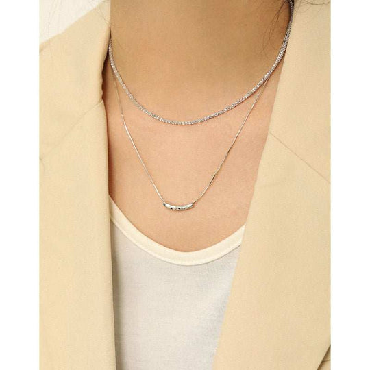 Women Snake Chain Irregular Waterdrop 925 Sterling Silver Necklace - JEWELLY