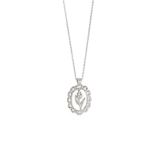 Women Tulips Flower 925 Sterling Silver Necklace - JEWELLY