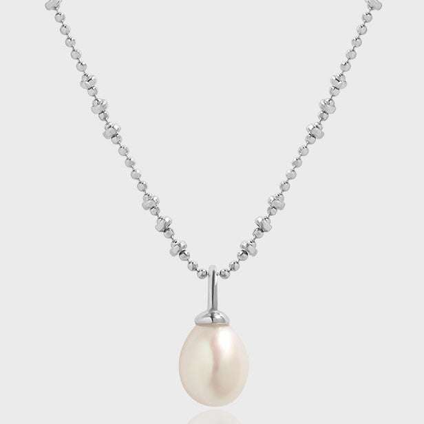 Women Waterdrop Natural Pearl 925 Sterling Silver Necklace - JEWELLY